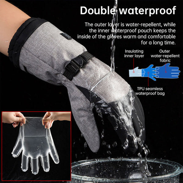Electric Heated Waterproof Winter Warm Rechargeable For Ski Snowmobile And Outdoor Activities Gloves
