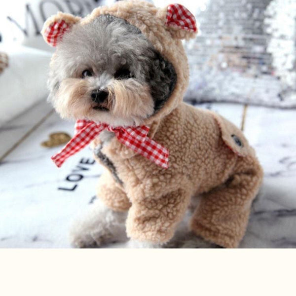 Pet Bixiong Pomeranian Small Dog Poodle Teddy Four Leg Autumn/Winter Clothes Ribbon Khaki Dog Clothing & Shoes