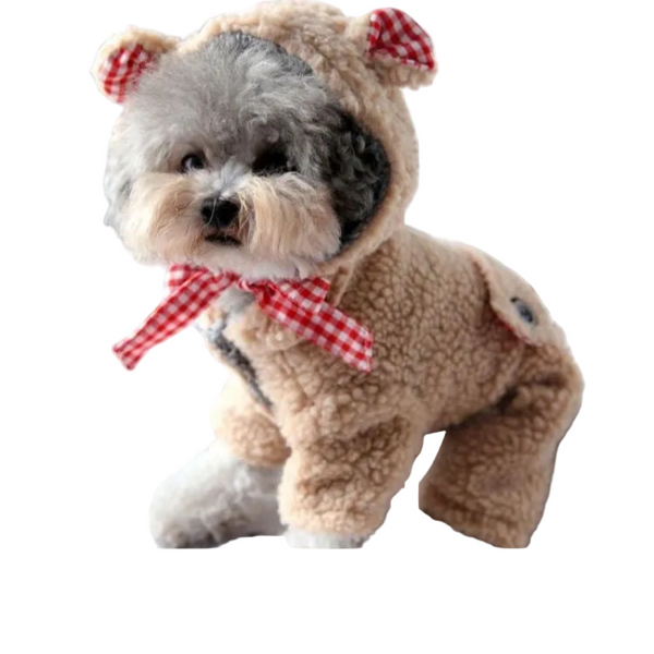 Pet Bixiong Pomeranian Small Dog Poodle Teddy Four Leg Autumn/Winter Clothes Ribbon Khaki Dog Clothing & Shoes