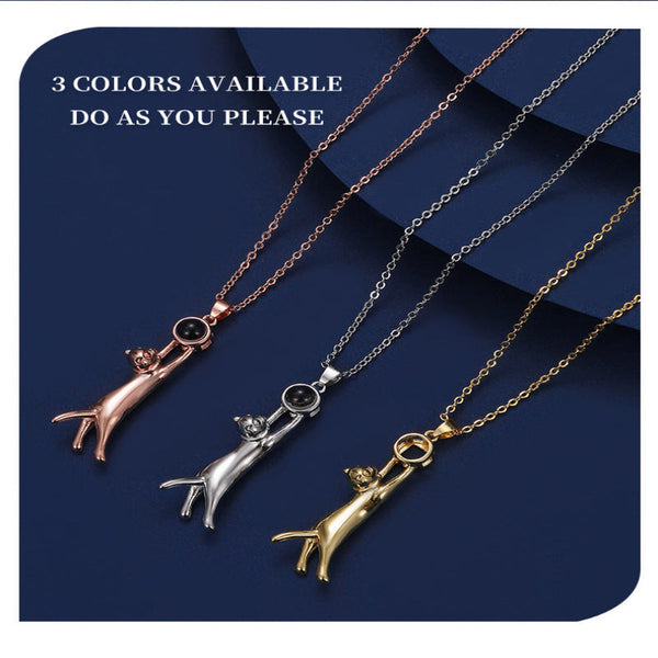 Simple And Versatile Kitten Nano Projection Pendant With 100 Languages I Love You In High Definition Color Photos Necklaces & Pendants