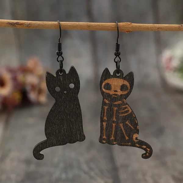 Alloy Hook Cat Earrings