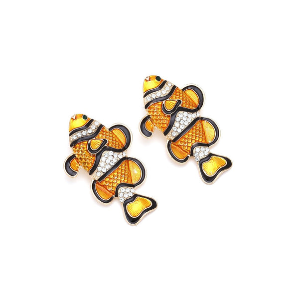 Veile Studios Diamond Studded Clownfish For Women In Fashion Elegant Sophisticated Earrings
