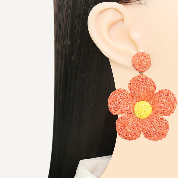 Veile Studios Grass Hemp Thread Handmade Flower Bohemian Beach Style Earrings