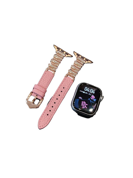 Irregular Rhinestone Embellished Leather Strap For Apple Watch 4/5/6/7/8/9/S10 Band Watch Bands