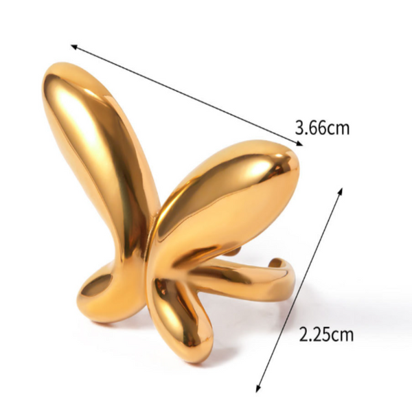 18K Gold Plated Stainless Steel Butterfly Ring Rings