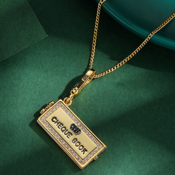 Crown Square Openable Enamel Alphabet Necklaces & Pendants