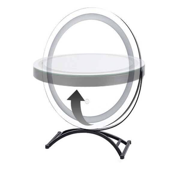 Round Black Dressing Table Makeup Mirror Desktop Led Light Dressers & Chests Of Drawers