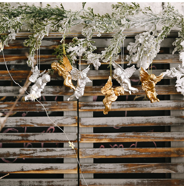 Christmas Decorations Gold And Silver Angel Ornaments Creative New Style Little Doll Hanging Tree Seasonal Decorations