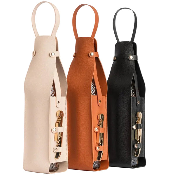 Wine Tote Bag With Leather And Champagne Storage Portable Carry For Picnics Food Storage Bags