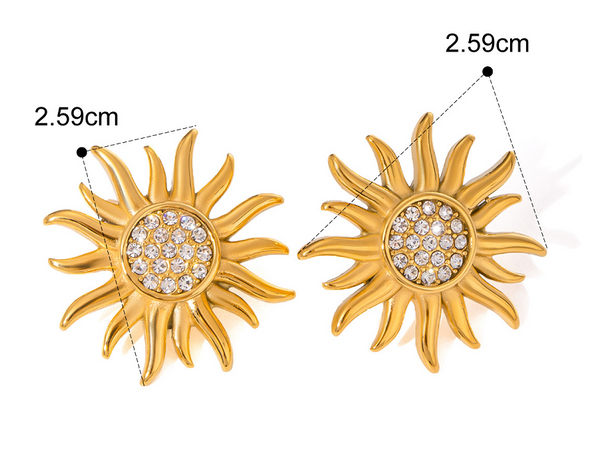 Stainless Steel Sunflower Jewelry Flower For Women Earrings
