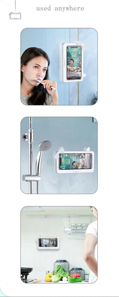 360 Rotatable Bathroom Waterproof Phone Case Shower Kitchen Wall Hanging Lazy Person Stand Mounts & Holders