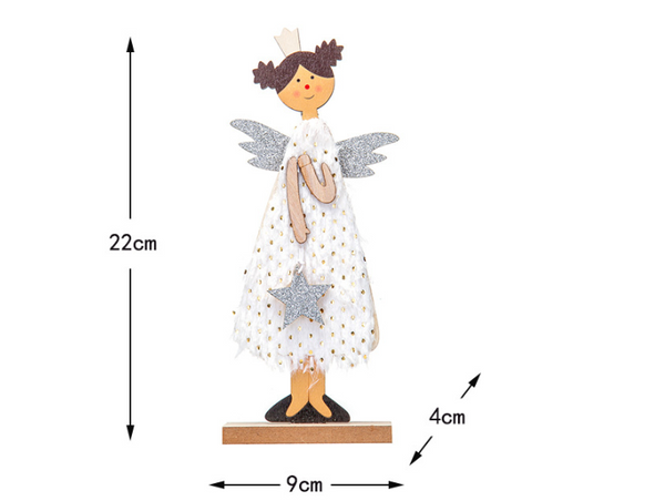 Christmas Decoration Desktop Diy Wooden Ornament Cartoon Angel Figurine Gift Seasonal Decorations