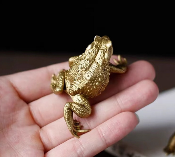 Brass Golden Toad And Fortune Ornament Table Retro Frog Copper Tea Tray Figurines