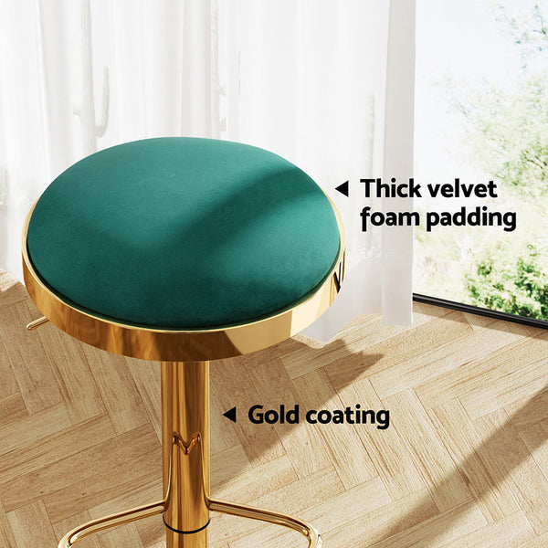 Artiss Velvet Padded Bar Stools Kitchen Dining Chairs Green Benches Bar Stools