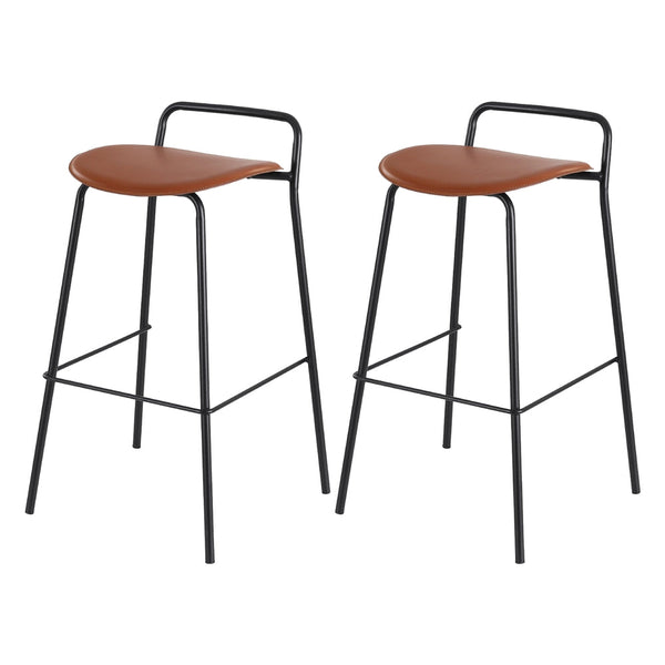 Artiss 2X Bar Stools Kitchen Counter Metal Brown Benches Bar Stools