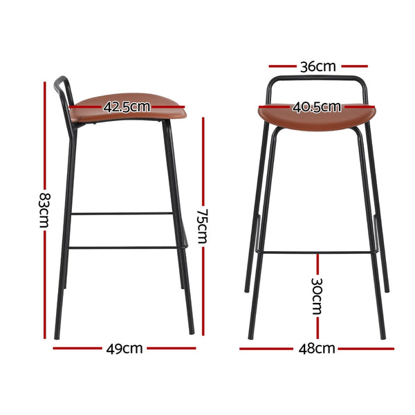 Artiss 2X Bar Stools Kitchen Counter Metal Brown Benches Bar Stools