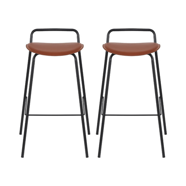 Artiss 2X Bar Stools Kitchen Counter Metal Brown Benches Bar Stools