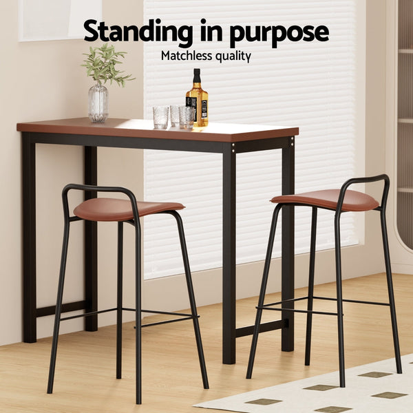 Artiss 2X Bar Stools Kitchen Counter Metal Brown Benches Bar Stools