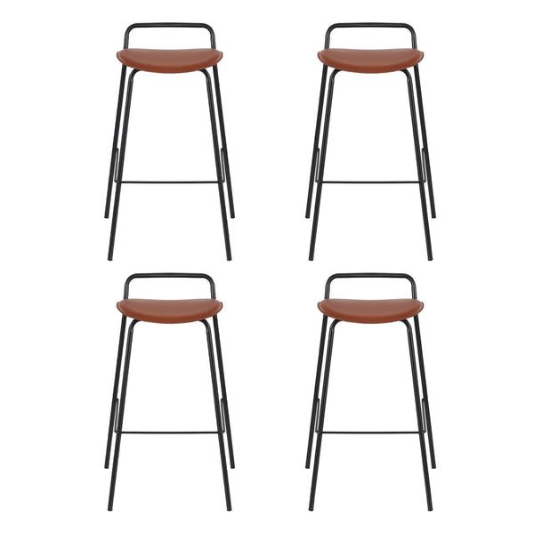 Powder Coated Metal Bar Stools With Pu Cover And Footrest For Kitchen Counter Benches Bar Stools