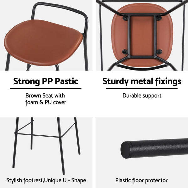 Powder Coated Metal Bar Stools With Pu Cover And Footrest For Kitchen Counter Benches Bar Stools