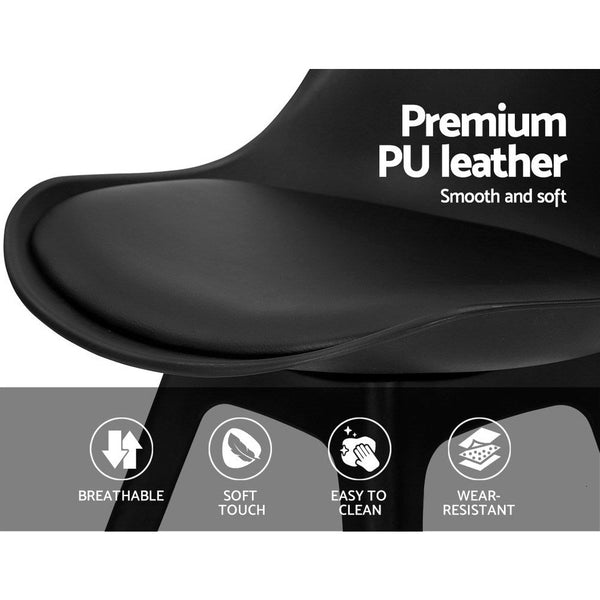 Artiss Set Of 4 Black Leather Plastic Furniture For Home And Garden Dining Chairs