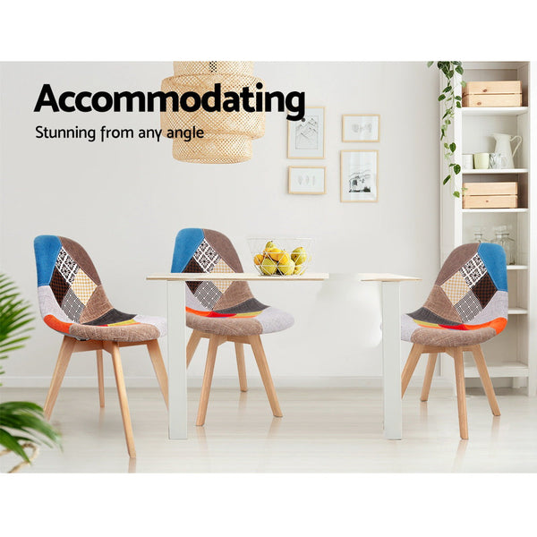 Artiss Set Of 2 Fabric Retro Replica Dsw Dining Chairs