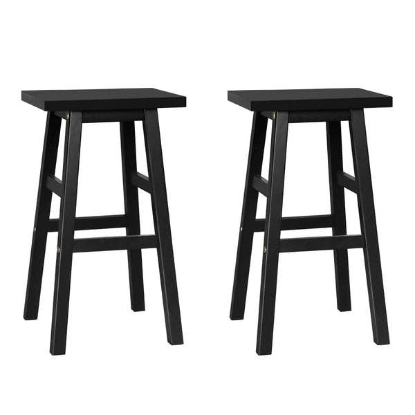 Artiss Bar Stools Kitchen Counter Wooden Chairs Black X2 Benches Bar Stools