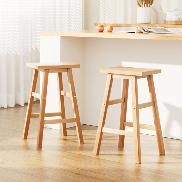 Artiss Bar Stools Kitchen Counter Chairs Natural Furniture Set Of Two Benches Bar Stools