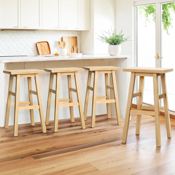 Artiss 4X Bar Stools Kitchen Chairs Wooden Nature Benches Bar Stools