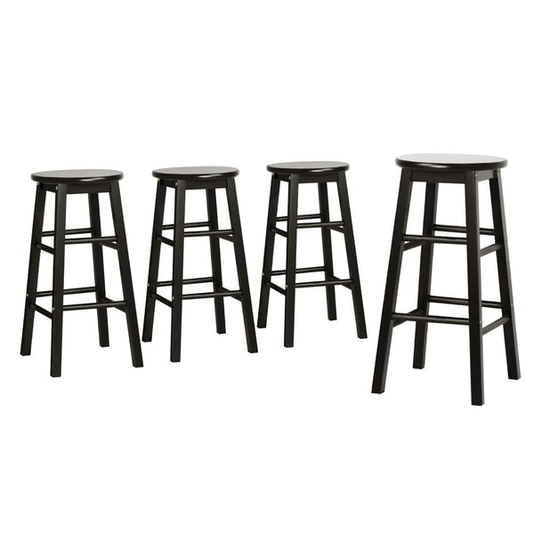 Artiss 4X Bar Stools Round Chairs Wooden Black Benches Bar Stools
