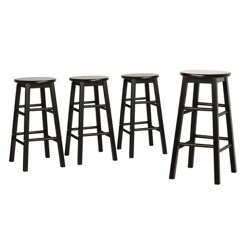 Artiss 4X Bar Stools Round Chairs Wooden Black Benches Bar Stools