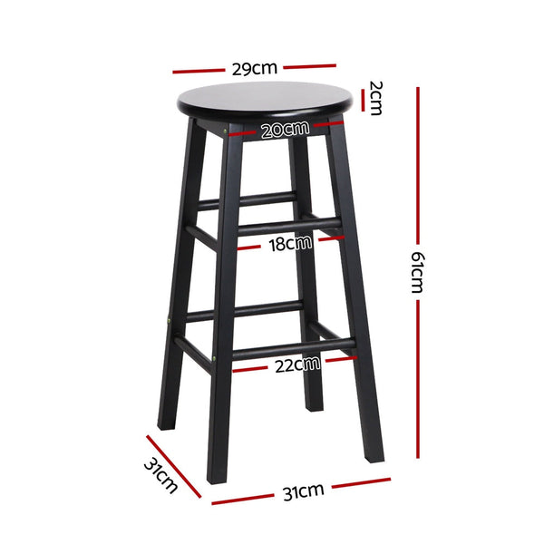 Artiss 4X Bar Stools Round Chairs Wooden Black Benches Bar Stools