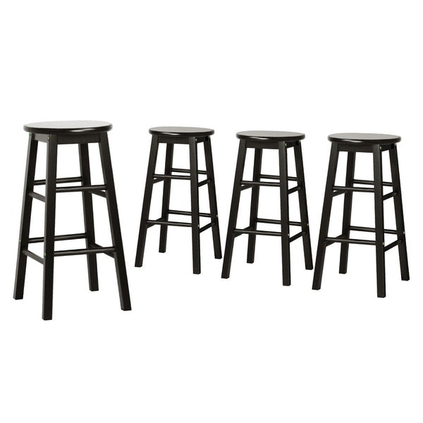 Artiss 4X Bar Stools Round Chairs Wooden Black Benches Bar Stools