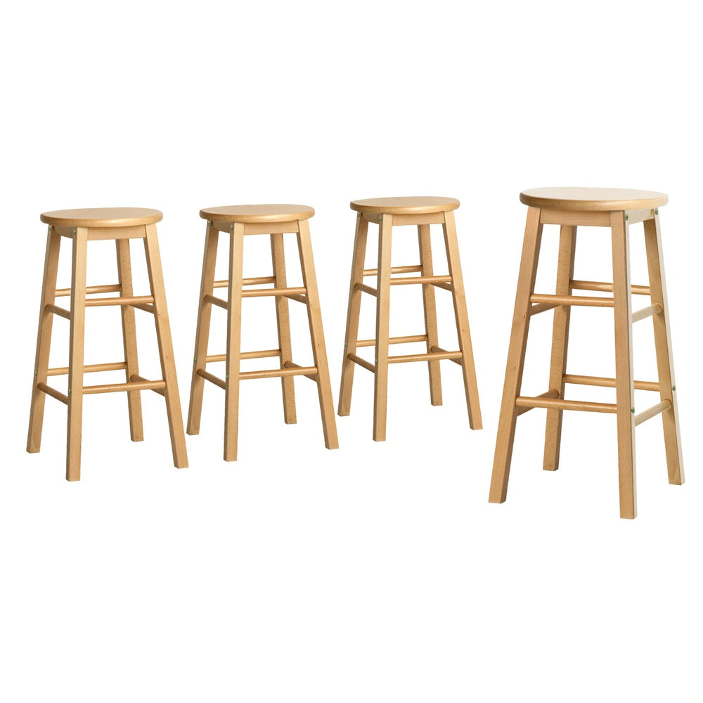 Artiss 4X Bar Stools Round Chairs Wooden Nature Benches Bar Stools