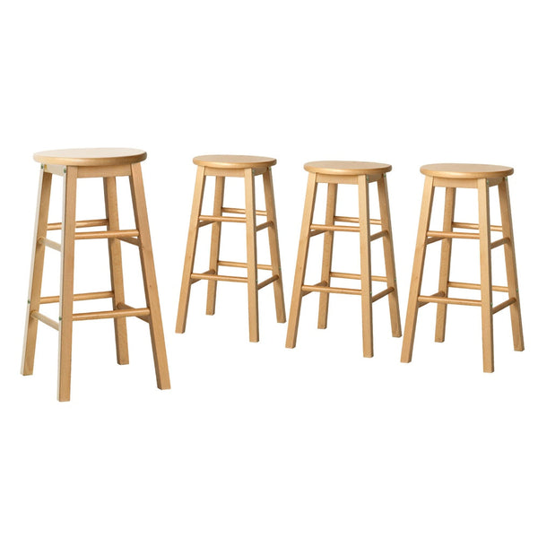 Artiss 4X Bar Stools Round Chairs Wooden Nature Benches Bar Stools