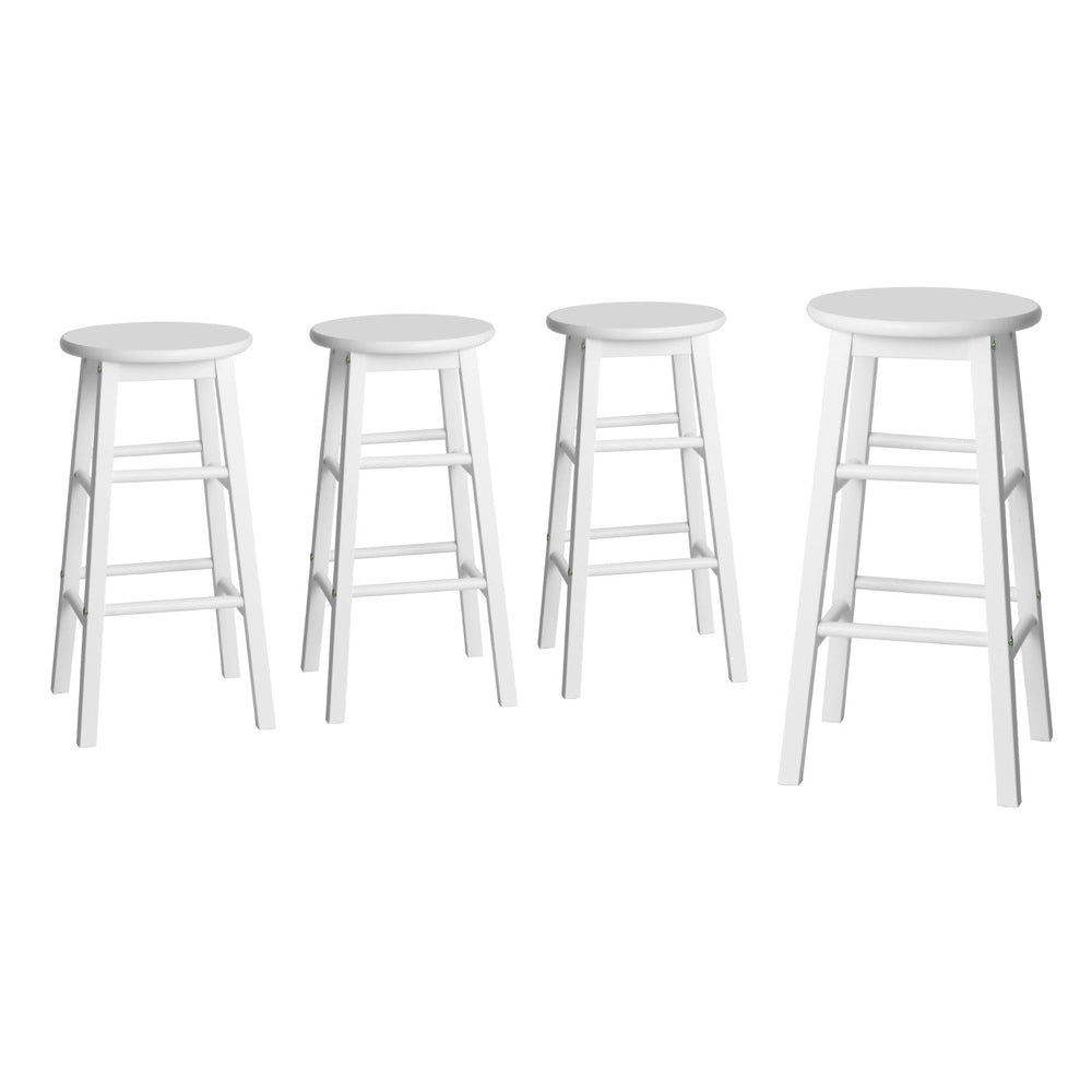 4X Bar Stools Round Chairs Wooden White Benches Bar Stools