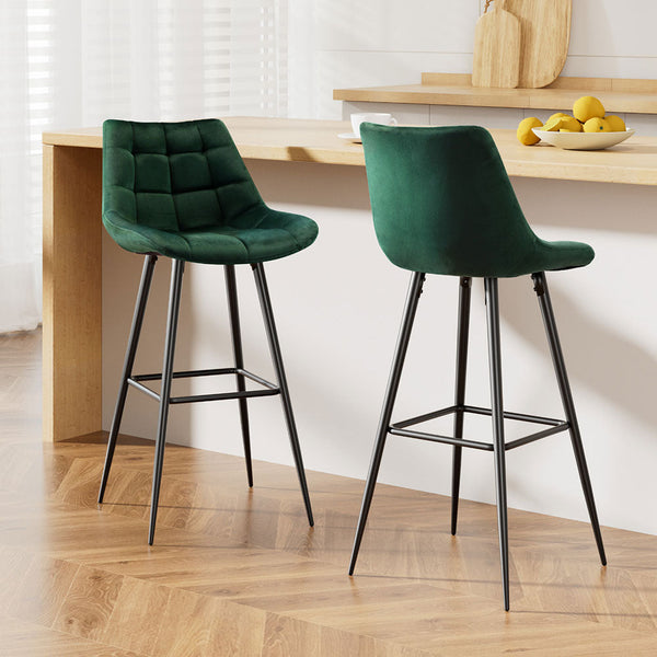 Artiss Velvet Bar Stools Green Furniture For Home And Garden Benches Bar Stools