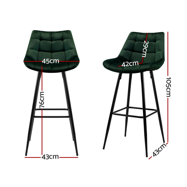 Artiss Velvet Bar Stools Green Furniture For Home And Garden Benches Bar Stools