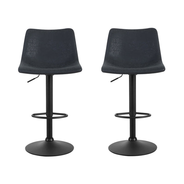 2X Pu Leather Bar Stool Swivel Gas Lift Black Home Furniture Benches Bar Stools