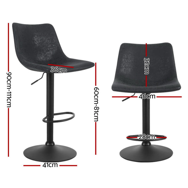 4 X Pu Leather Bar Stool Swivel Gas Lift Home Furniture Benches Bar Stools