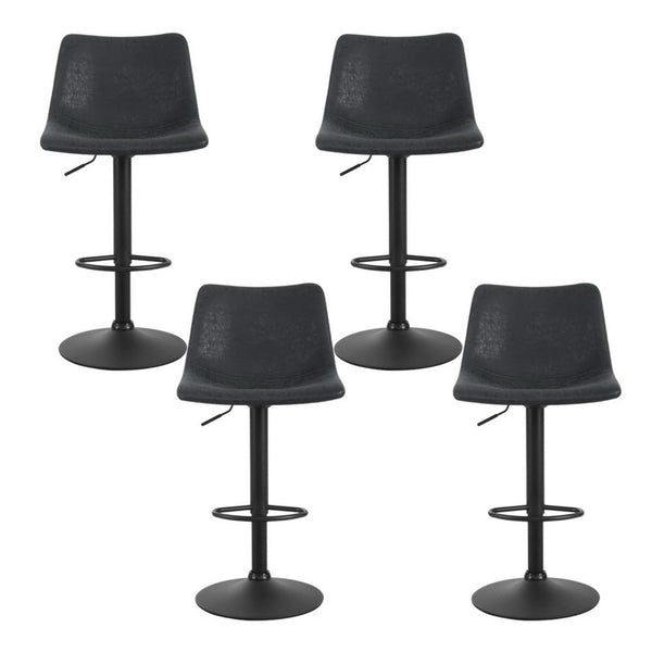 4 X Pu Leather Bar Stool Swivel Gas Lift Home Furniture Benches Bar Stools