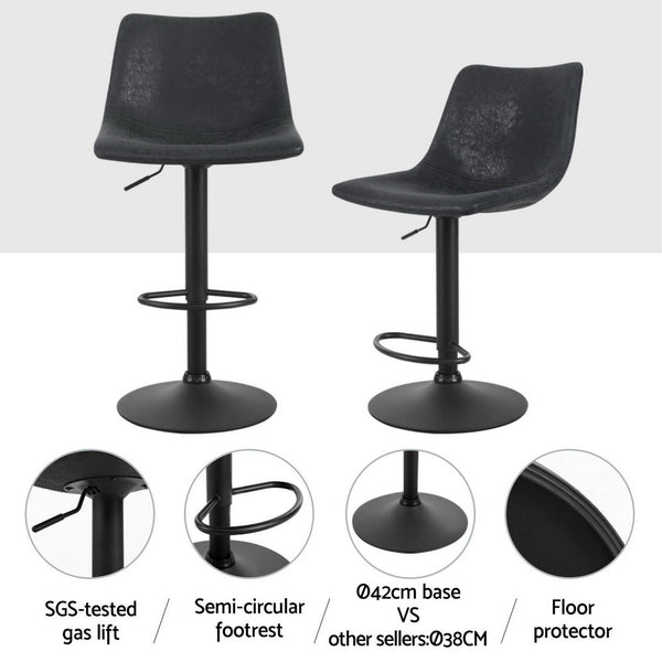 4 X Pu Leather Bar Stool Swivel Gas Lift Home Furniture Benches Bar Stools