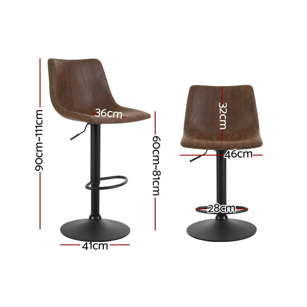 Faux Fabric Bar Stool Adjustable Swivel Steel Base Brown Home Furniture Benches Bar Stools