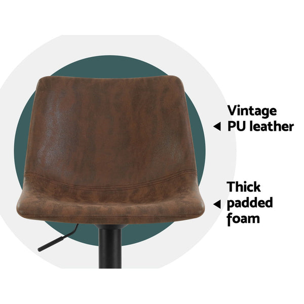 Faux Fabric Bar Stool Adjustable Swivel Steel Base Brown Home Furniture Benches Bar Stools