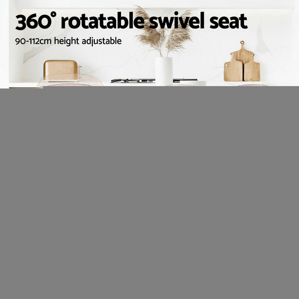 Artiss 2X Bar Stools Kitchen Swivel Gas Lift Counter Chair Wing Pe Rattan Beige Benches Bar Stools