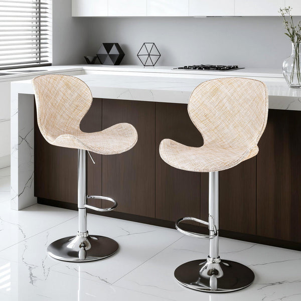 Artiss 2X Bar Stools Kitchen Swivel Gas Lift Counter Chair Wing Pe Rattan Beige Benches Bar Stools