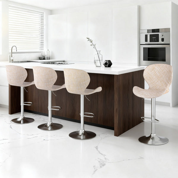 Artiss 4X Bar Stools Kitchen Swivel Gas Lift Counter Chair Wing Pe Rattan Beige Benches Bar Stools