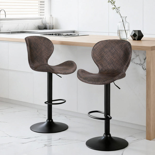 Artiss 2X Bar Stools Kitchen Swivel Gas Lift Counter Chair Wing Pe Rattan Brown Benches Bar Stools