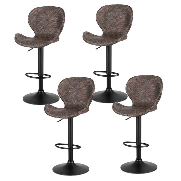 Artiss 4X Bar Stools Kitchen Swivel Gas Lift Counter Chair Wing Pe Rattan Brown Benches Bar Stools