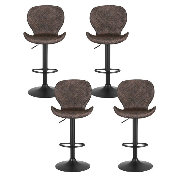 Artiss 4X Bar Stools Kitchen Swivel Gas Lift Counter Chair Wing Pe Rattan Brown Benches Bar Stools